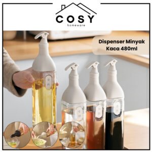 Dispenser Botol Minyak Kaca 480ml Anti Tumpah