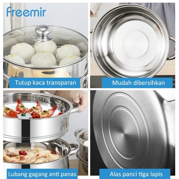 Panci Kukus Stainless Steel 3/2 Tingkat Panci Rebus Steamer