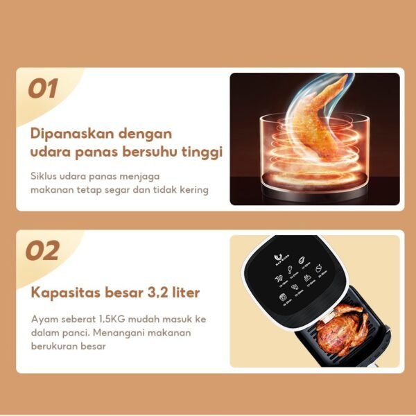 Air Fryer 3.5L Air Fryer Low Watt 500W Penghangat Makanan