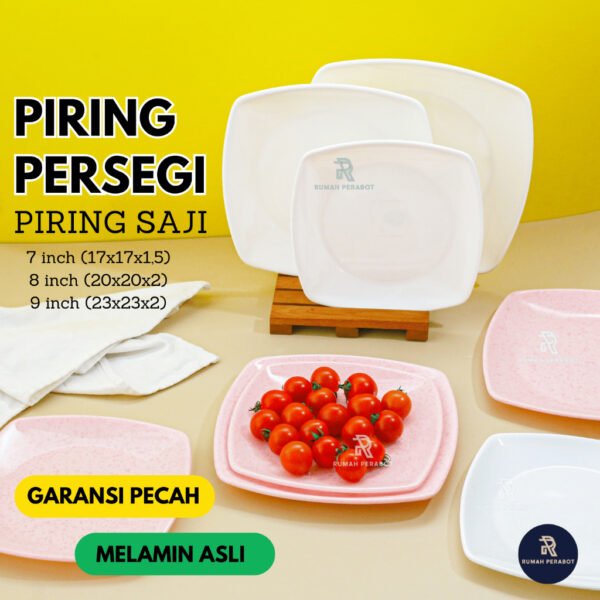 Piring Saji Persegi Melamin Extra Tebal Elegan Mewah