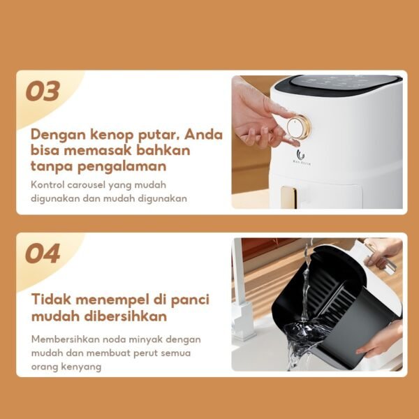 Air Fryer 3.5L Air Fryer Low Watt 500W Penghangat Makanan