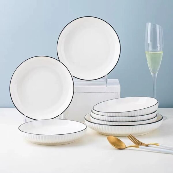 Piring Porcelain Emboss Elegant Plate 7 & 8 Inch