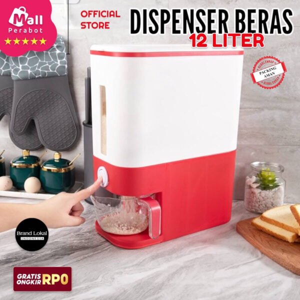 Wadah Penyimpanan Beras Otomatis Dispenser Beras 12 Liter Rice Dispencer