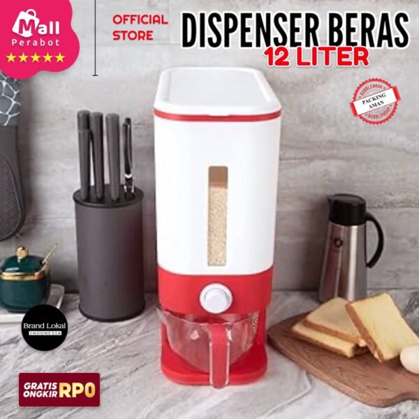 Wadah Penyimpanan Beras Otomatis Dispenser Beras 12 Liter Rice Dispencer