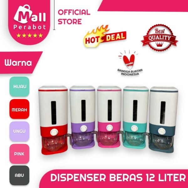 Wadah Penyimpanan Beras Otomatis Dispenser Beras 12 Liter Rice Dispencer