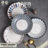 SET 4 Piring & Mangkuk Makan Keramik Modern Putih