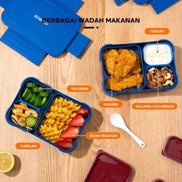 Kotak makan anti tumpah lunch box kotak bekal 3 set