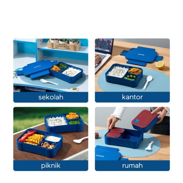 Kotak makan anti tumpah lunch box kotak bekal 3 set