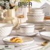 SET 4 Piring & Mangkuk Makan Keramik Modern Putih