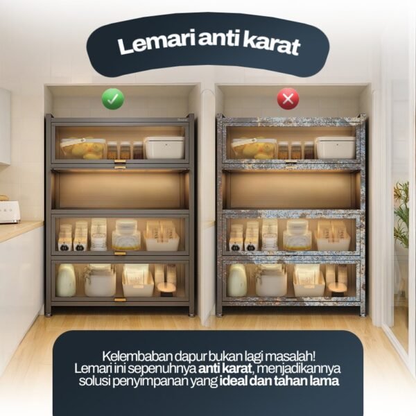 Rak Piring Rak Dapur Tertutup Besi Lemari Dapur Serbaguna Minimalis