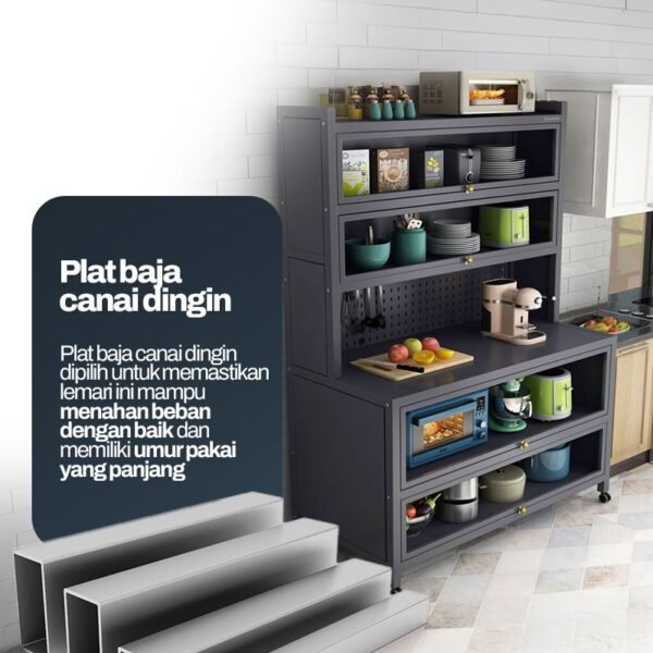 Rak Piring Rak Dapur Tertutup Besi Lemari Dapur Serbaguna Minimalis