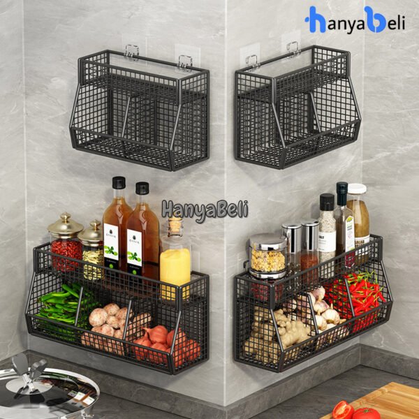 Rak Keranjang Tempel Dinding Rak Dapur Anti karat