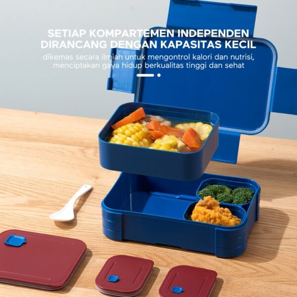 Kotak makan anti tumpah lunch box kotak bekal 3 set
