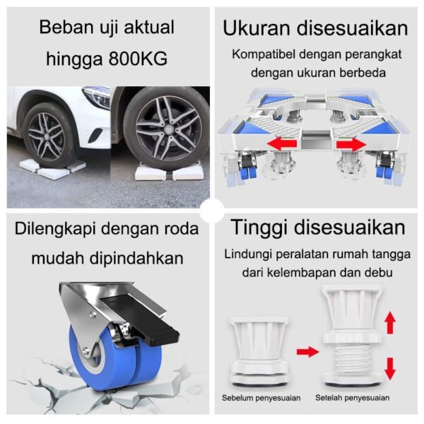 Alas Mesin Cuci Stainless Steel yang Dapat Disesuaikan / Alas Kulkas