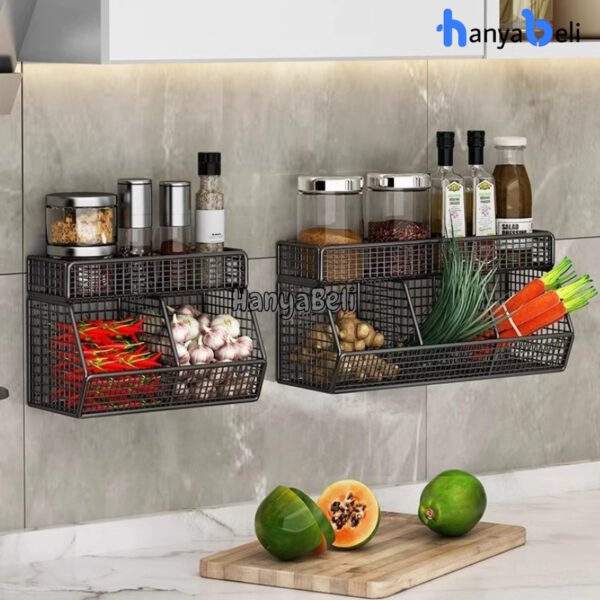 Rak Keranjang Tempel Dinding Rak Dapur Anti karat