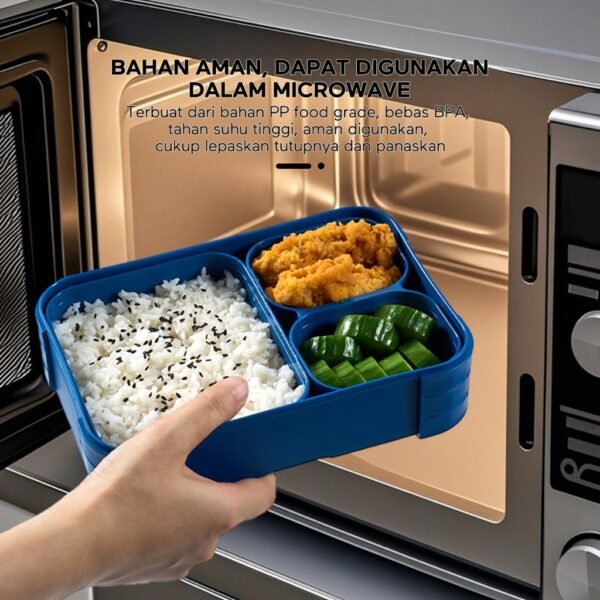 Kotak makan anti tumpah lunch box kotak bekal 3 set