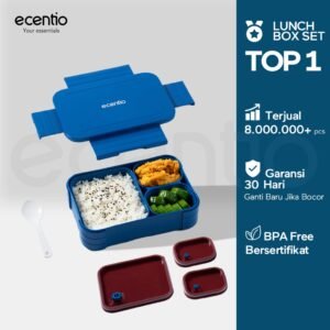 Kotak makan anti tumpah lunch box kotak bekal 3 set