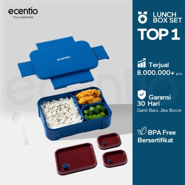 Kotak makan anti tumpah lunch box kotak bekal 3 set