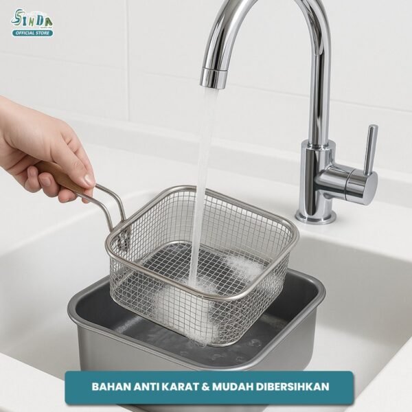Sinda Squira Deep Frypan Stainless Steel Panci Kotak Anti Lengket Free 2PCS Food Box Mini