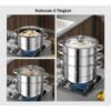Panci sup kukus stainless steel 26cm dengan tutup 2/3 Susun