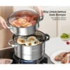 Panci sup kukus stainless steel 26cm dengan tutup 2/3 Susun