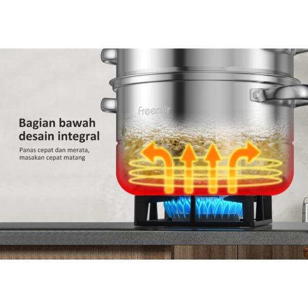 Panci sup kukus stainless steel 26cm dengan tutup 2/3 Susun