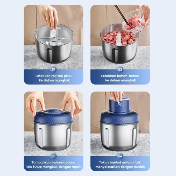 Blender 2.5L Chopper Multifungsi Penggiling Daging 250 Low Watt Blender Bumbu