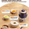 Mini Food Chopper Wireless 350ml dengan Cup Kaca Borosilikat 6 Pisau Tajam dan Motor Kuat untuk Giling Daging Ayam Bawang Cabai dan Bumbu Dapur