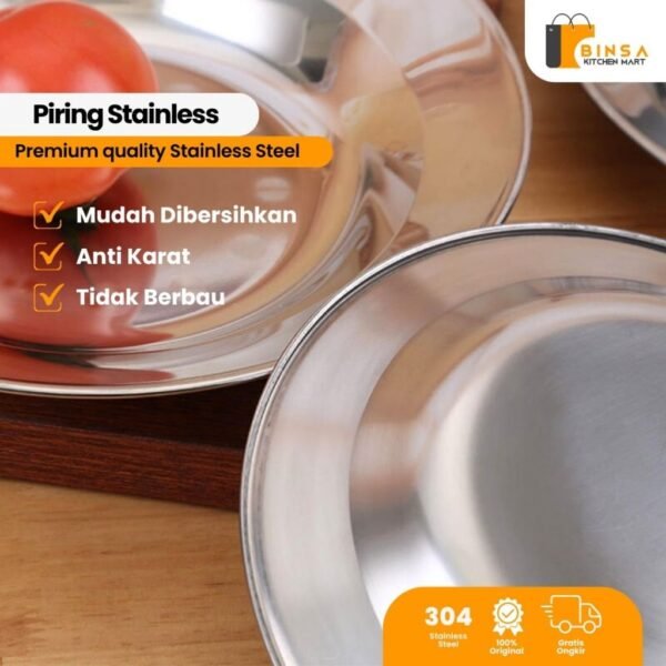 Piring Makan Bulat Stainless Tebal