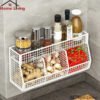 Rak Keranjang Jaring Tempel Dinding Rak Bumbu Dapur Rak Bawang