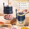 Mini Food Chopper Wireless 350ml dengan Cup Kaca Borosilikat 6 Pisau Tajam dan Motor Kuat untuk Giling Daging Ayam Bawang Cabai dan Bumbu Dapur