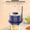 Mini Food Chopper Wireless 350ml dengan Cup Kaca Borosilikat 6 Pisau Tajam dan Motor Kuat untuk Giling Daging Ayam Bawang Cabai dan Bumbu Dapur