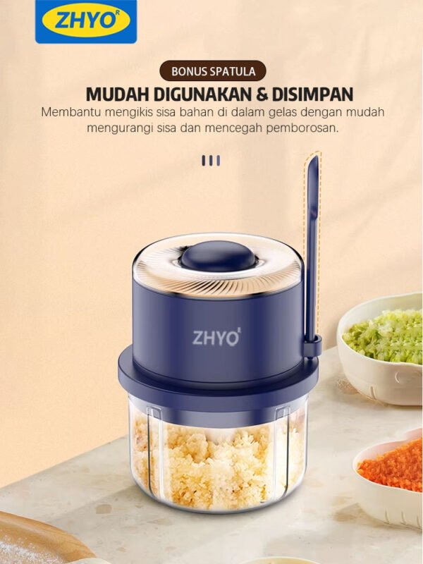 Mini Food Chopper Wireless 350ml dengan Cup Kaca Borosilikat 6 Pisau Tajam dan Motor Kuat untuk Giling Daging Ayam Bawang Cabai dan Bumbu Dapur