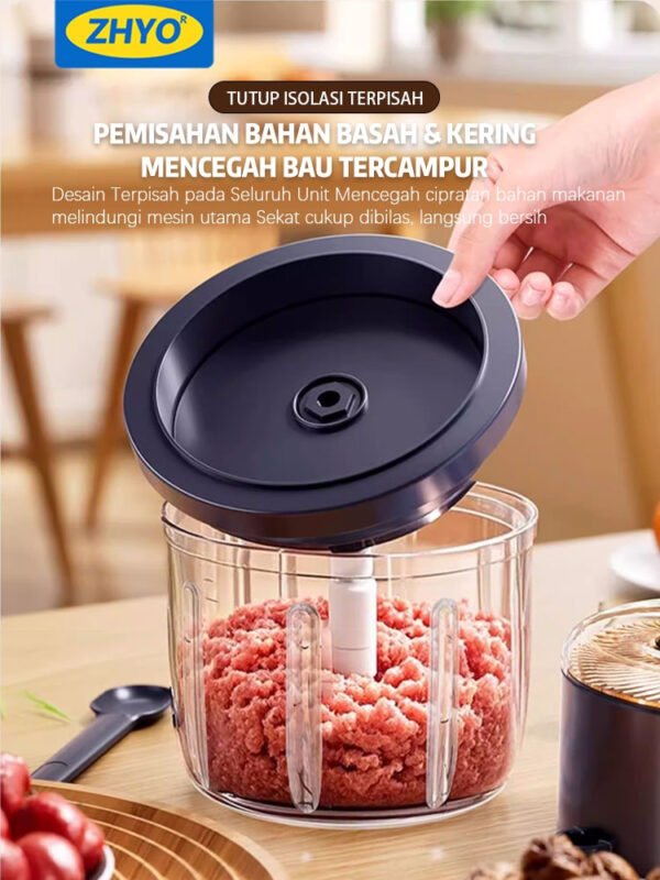 Mini Food Chopper Wireless 350ml dengan Cup Kaca Borosilikat 6 Pisau Tajam dan Motor Kuat untuk Giling Daging Ayam Bawang Cabai dan Bumbu Dapur