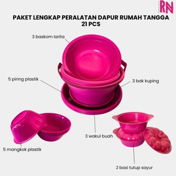PAKET LENGKAP PERALATAN DAPUR RUMAH TANGGA 21 PCS