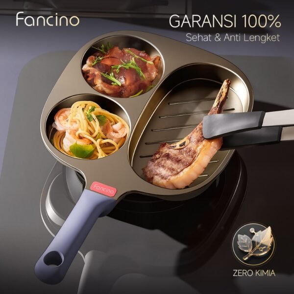 Fancino Wajan Telur 3in1 Anti Lengket 22cm - Wajan Pancake, Sosis & Omelette