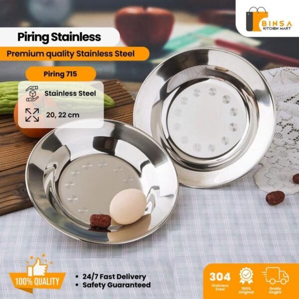 Piring Makan Bulat Stainless Tebal