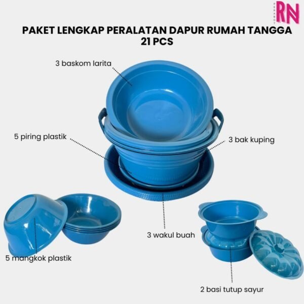 PAKET LENGKAP PERALATAN DAPUR RUMAH TANGGA 21 PCS
