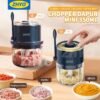 Mini Food Chopper Wireless 350ml dengan Cup Kaca Borosilikat 6 Pisau Tajam dan Motor Kuat untuk Giling Daging Ayam Bawang Cabai dan Bumbu Dapur