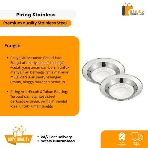 Piring Makan Bulat Stainless Tebal