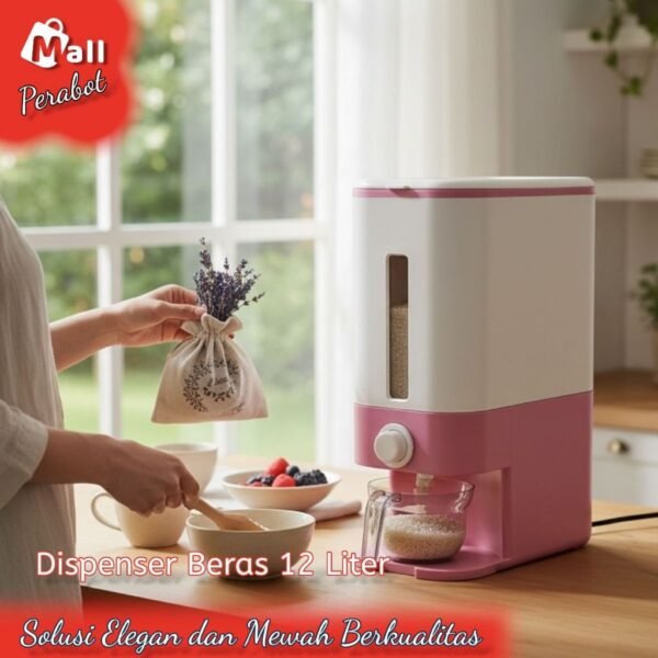 Wadah Penyimpanan Beras Otomatis Dispenser Beras 12 Liter Rice Dispencer