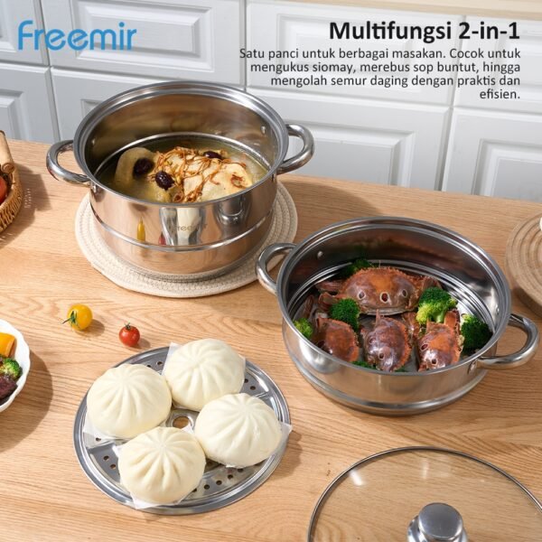 Panci Kukus Stainless Steel 3/2 Tingkat Panci Rebus Steamer