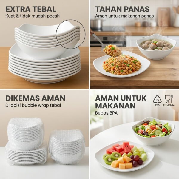 12 PCS PIRING MANGKOK SEGI LENGKUNG