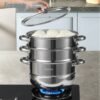 Panci sup kukus stainless steel 26cm dengan tutup 2/3 Susun