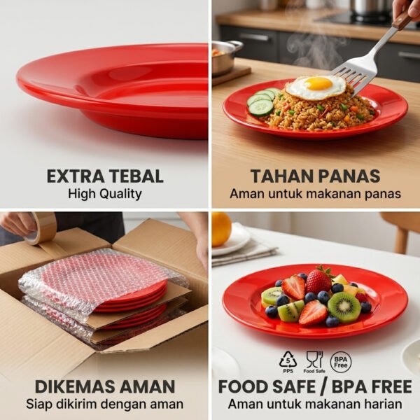 PIRING MAKAN 8 INCH SEMI MELAMIN TEBAL12 PCS