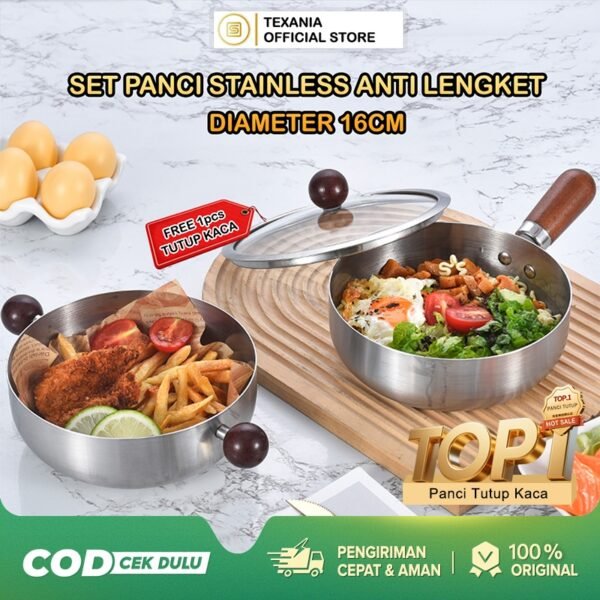 Panci Stainless Anti Lengket FREE 1PCS TUTUP KACA