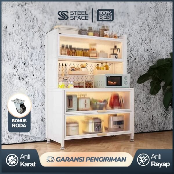 Rak Piring Rak Dapur Tertutup Besi Lemari Dapur Serbaguna Minimalis