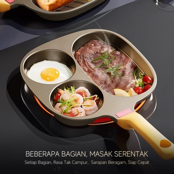 Fancino Wajan Telur 3in1 Anti Lengket 22cm - Wajan Pancake, Sosis & Omelette
