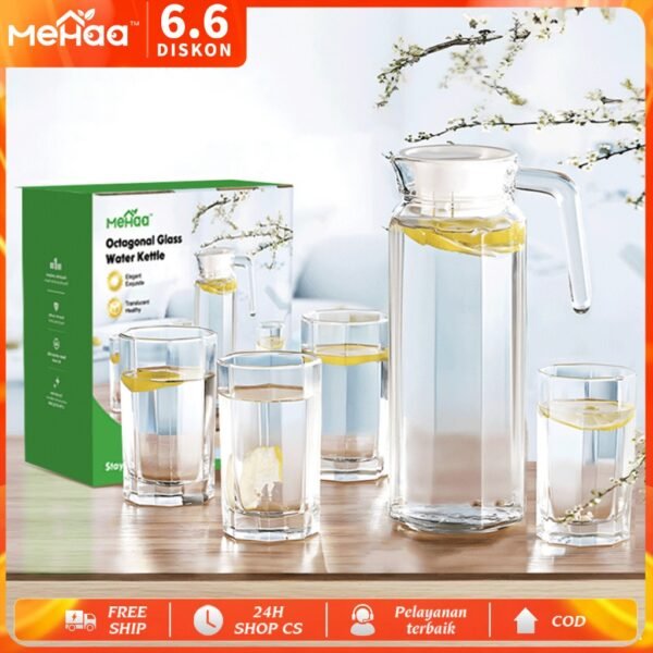 Set Teko & Cangkir Kaca 5pcs