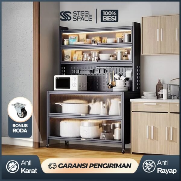Rak Piring Rak Dapur Tertutup Besi Lemari Dapur Serbaguna Minimalis